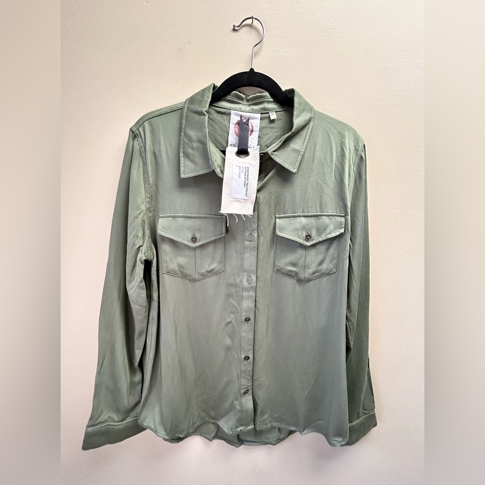 Anthropologie ash & ember Olive Long Sleeve Shirt